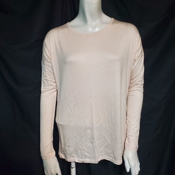 NWT Zenana Outfitters Ivory Pink Long Sleeve Tee - Picture 3 of 6